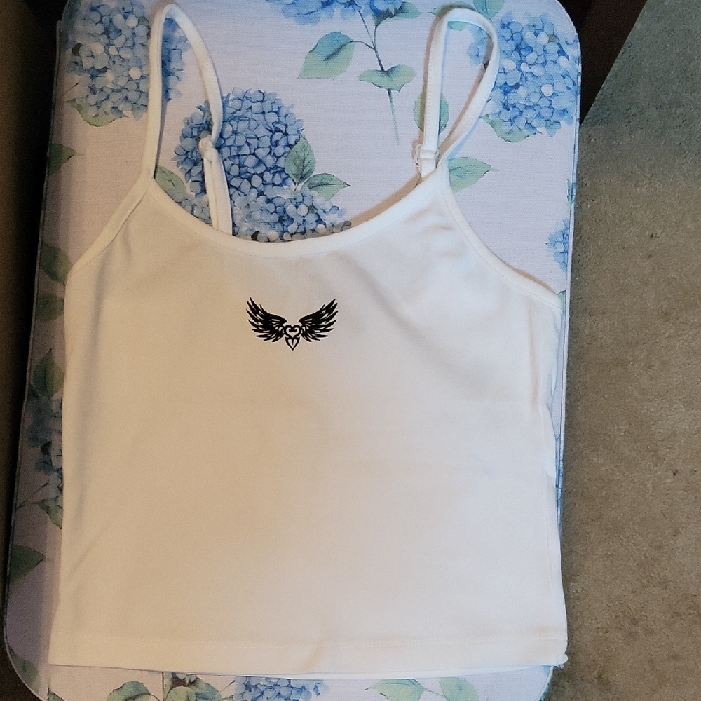 ASOS White Fitted Crop Camisole with Black Accent NWT